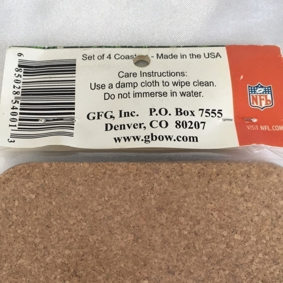 Green Bay Packers NFL Cork Coasters set of 4 - Picture 5 of 6